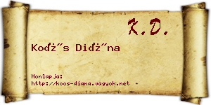 Koós Diána névjegykártya